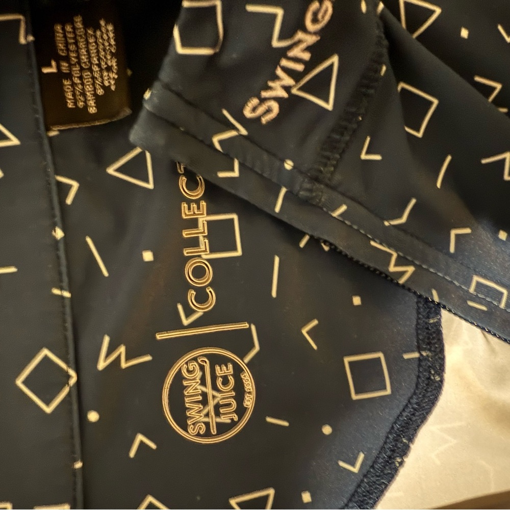 Geometric Patterned Navy Golf Pullover - image 2